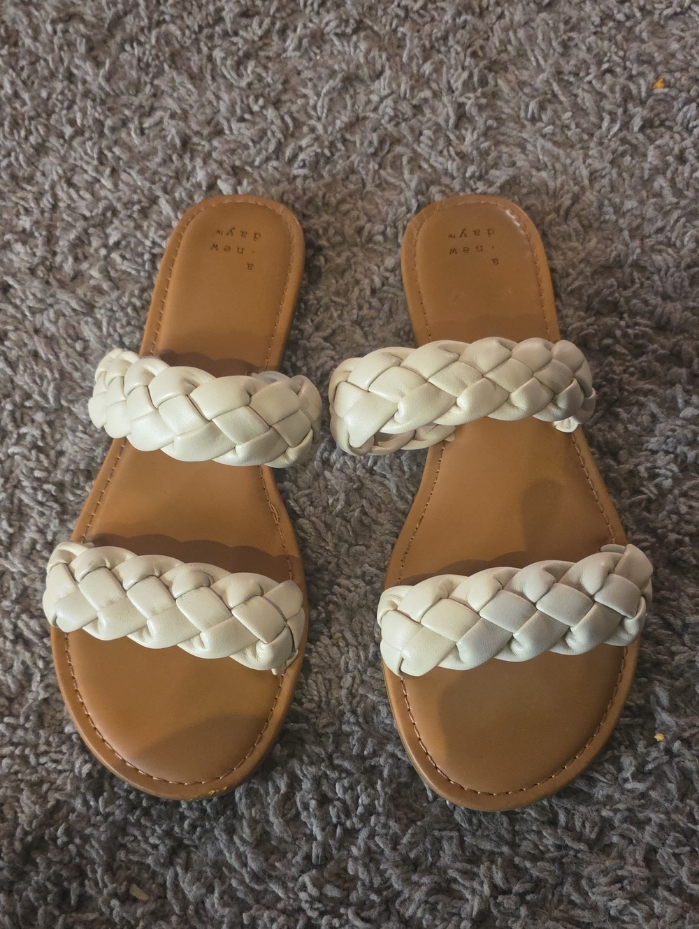 a new day Braided Double-Strap Slide Sandals in Ivory